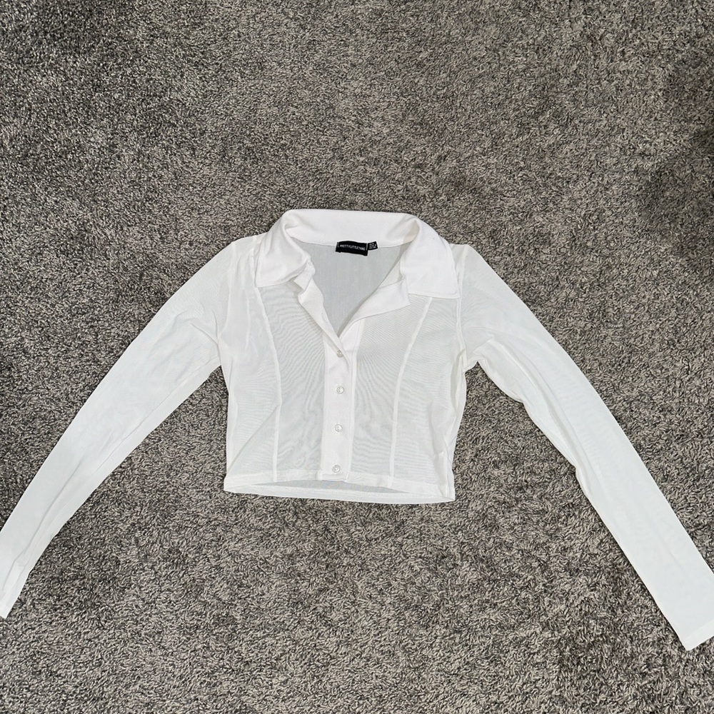 White Button-Up Sheer Top